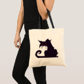 Evil Black Cat Silhouette met rode ogen Tote Bag (Voorkant (product))