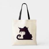 Evil Black Cat Silhouette met rode ogen Tote Bag (Achterkant)