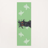 Evil Black Tree Flame Eyes Ghosts Cat Spider Green Yogamat (Voorkant)