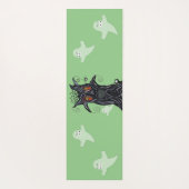 Evil Black Tree Flame Eyes Ghosts Cat Spider Green Yogamat (Achterkant)