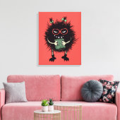 Evil Book Lover Character - Edgy Reading Canvas Afdruk (Insitu (Woonkamer))