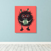 Evil Book Lover Character - Edgy Reading Canvas Afdruk (Insitu (Houten vloer))