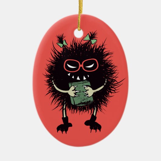 Evil Book Lover Character - Edgy Reading Keramisch Ornament (Voorkant)
