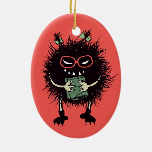 Evil Book Lover Character - Edgy Reading Keramisch Ornament (Achterkant)