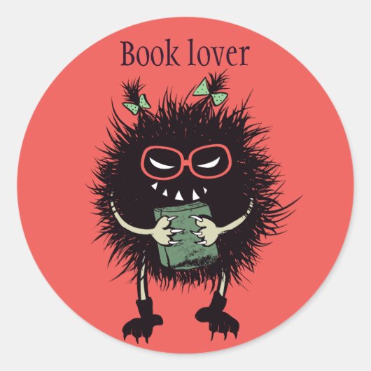 Evil Book Lover Character - Edgy Reading Ronde Sticker (Voorkant)
