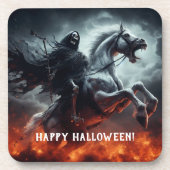 Evil Bord Horse and Death Halloween Bier Onderzetter (Voorkant)