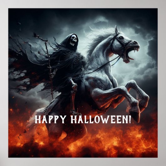 Evil Bord Horse and Death Halloween Poster (Voorkant)