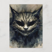 Evil Cat Smiling Waterverf Art Briefkaart (Voorkant)
