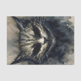 Evil Cat Smiling Waterverf Kunstwerk Tissuepapier