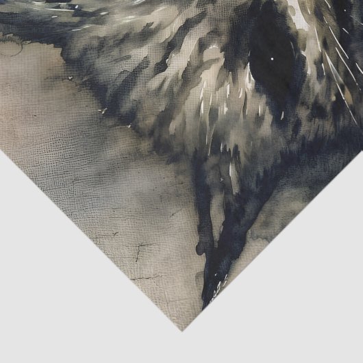 Evil Cat Smiling Waterverf Kunstwerk Tissuepapier (Detail)