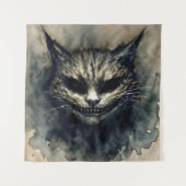 Evil Cat Smiling Waterverf Kunstwerk Wandkleed (Voorkant)