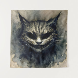 Evil Cat Smiling Waterverf Kunstwerk Wandkleed