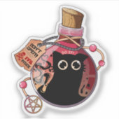 Evil Cat Spirit gevangen in een roze fles Sticker (Voorkant)