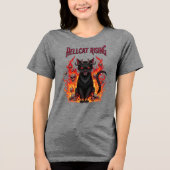 Evil Cat voor Halloween Flames Tri-Blend Shirt (Voorkant)