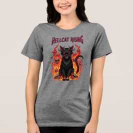 Evil Cat voor Halloween Flames Tri-Blend Shirt