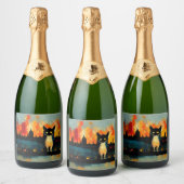 Evil Cat Wants to See the World Burn 01 Sparkling Wijnetiket (Flessen)