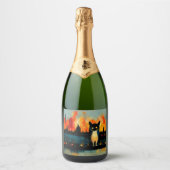 Evil Cat Wants to See the World Burn 01 Sparkling Wijnetiket (Voorkant)