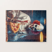 Evil Chef Clown Smelten Pizza Enge Skelet Gift Legpuzzel (Horizontaal)