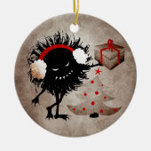 Evil Christmas Bug Met Cadeau - Funny Holiday Keramisch Ornament (Voorkant)