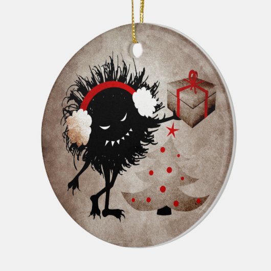 Evil Christmas Bug Met Cadeau - Funny Holiday Keramisch Ornament (Links)