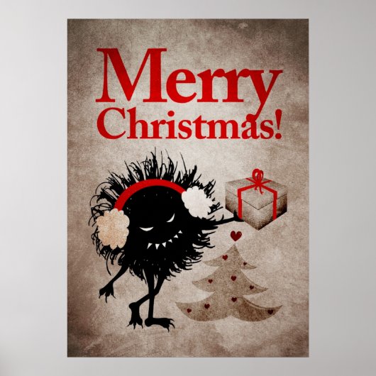 Evil Christmas Bug Met Cadeau - Funny Holiday Poster (Voorkant)