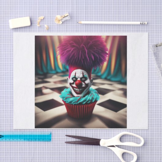 Evil Clown Cupcake Decoupage Papier (Craft)