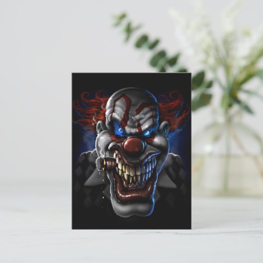 Evil Clown Face Briefkaart (Staand voorkant)