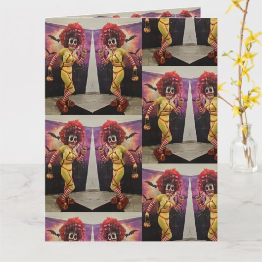 Evil Clown Food Fast Rode pruik Kaart (Gele Bloem)