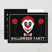 Evil Clown, Halloween Party Aankondigingskaart (Voorkant / Achterkant)