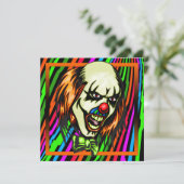 Evil Clown Halloween Party Invitation Kaart (Staand voorkant)