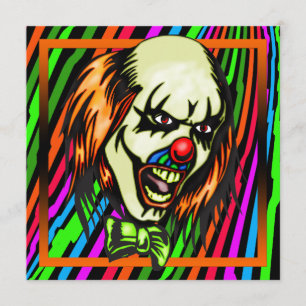 Evil Clown Halloween Party Invitation Kaart