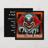 Evil Clown Halloween Party Invitation Kaart (Voorkant / Achterkant)