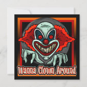 Evil Clown Halloween Party Invitation Kaart (Voorkant)