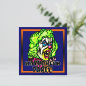 Evil Clown Halloween Party Invitation Kaart (Staand voorkant)