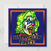 Evil Clown Halloween Party Invitation Kaart (Voorkant)