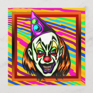 Evil Clown Halloween Party Invitation Kaart