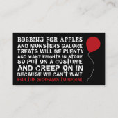 Evil Clown, Halloween Party Ticket Invitation Informatiekaartje (Achterkant)