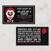Evil Clown, Halloween Party Ticket Invitation Informatiekaartje (Voorkant / Achterkant)