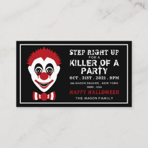 Evil Clown, Halloween Party Ticket Invitation Informatiekaartje
