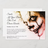 Evil Clown Halloween Uitnodiging - Sinister Smile (Voorkant / Achterkant)