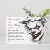 Evil Clown Halloween Uitnodiging - Sinister Smile (Staand voorkant)