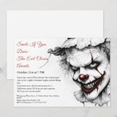 Evil Clown Halloween Uitnodiging - Sinister Smile (Voorkant / Achterkant)