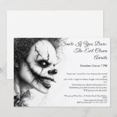 Evil Clown Halloween Uitnodiging - Sinister Smile (Voorkant / Achterkant)