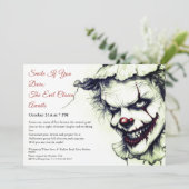 Evil Clown Halloween Uitnodiging - Sinister Smile (Staand voorkant)