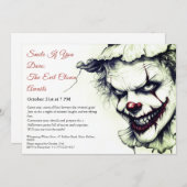 Evil Clown Halloween Uitnodiging - Sinister Smile (Voorkant / Achterkant)