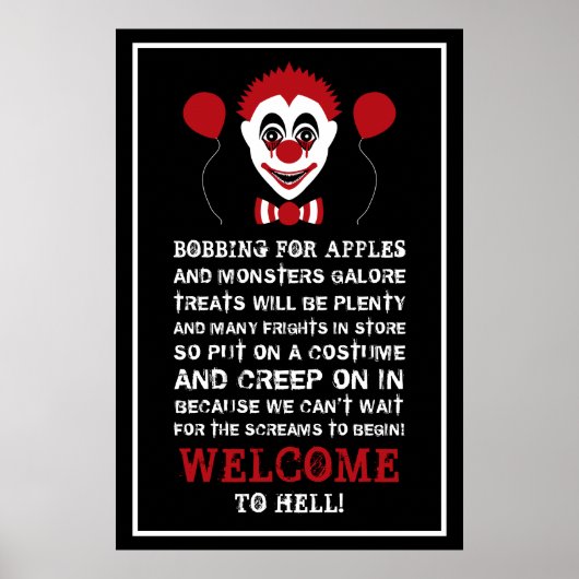 Evil Clown, Halloween Welcome Poster (Voorkant)