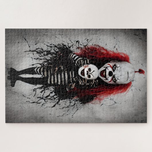 Evil Clown Kind met een enge clown hoofd Legpuzzel (Horizontaal)