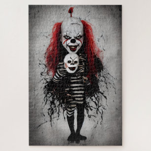 Evil Clown Kind met een enge clown hoofd Legpuzzel