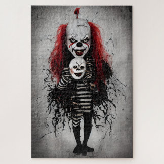 Evil Clown Kind met een enge clown hoofd Legpuzzel