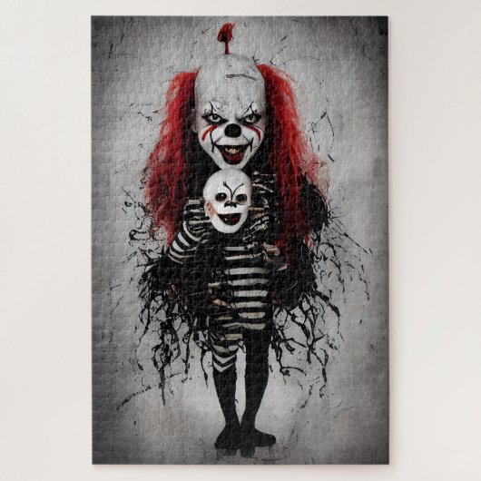 Evil Clown Kind met een enge clown hoofd Legpuzzel (Verticaal)